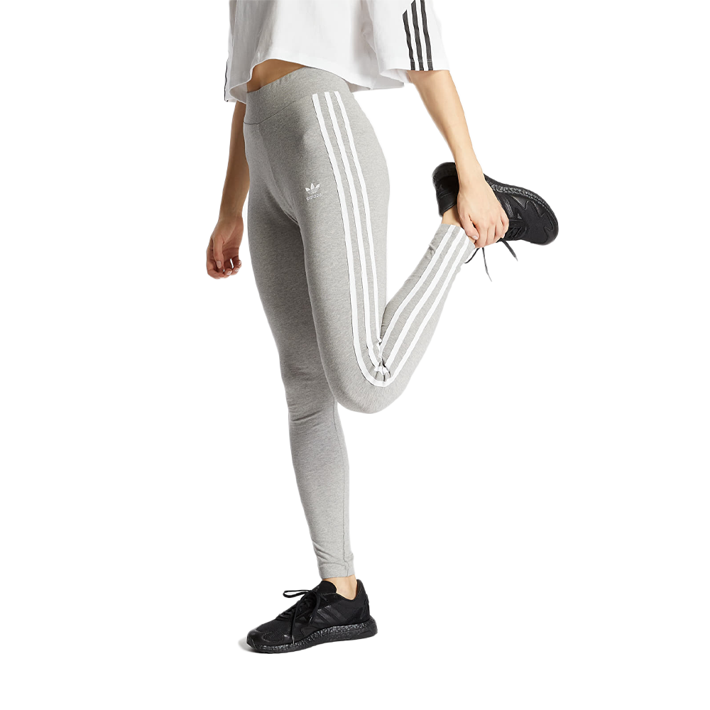 Adidas 3 stripe tights grey best sale